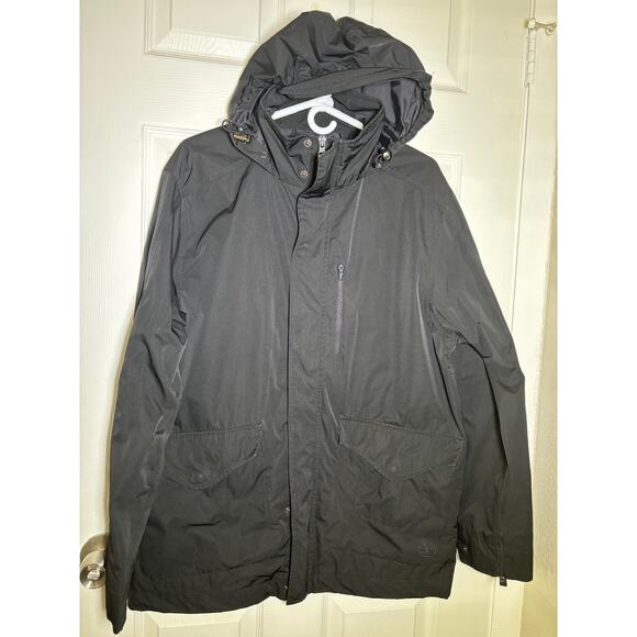 Timberland Men's Black Waterproof Shell Jacket rain wind jacket size Medium - Picture 2 of 12